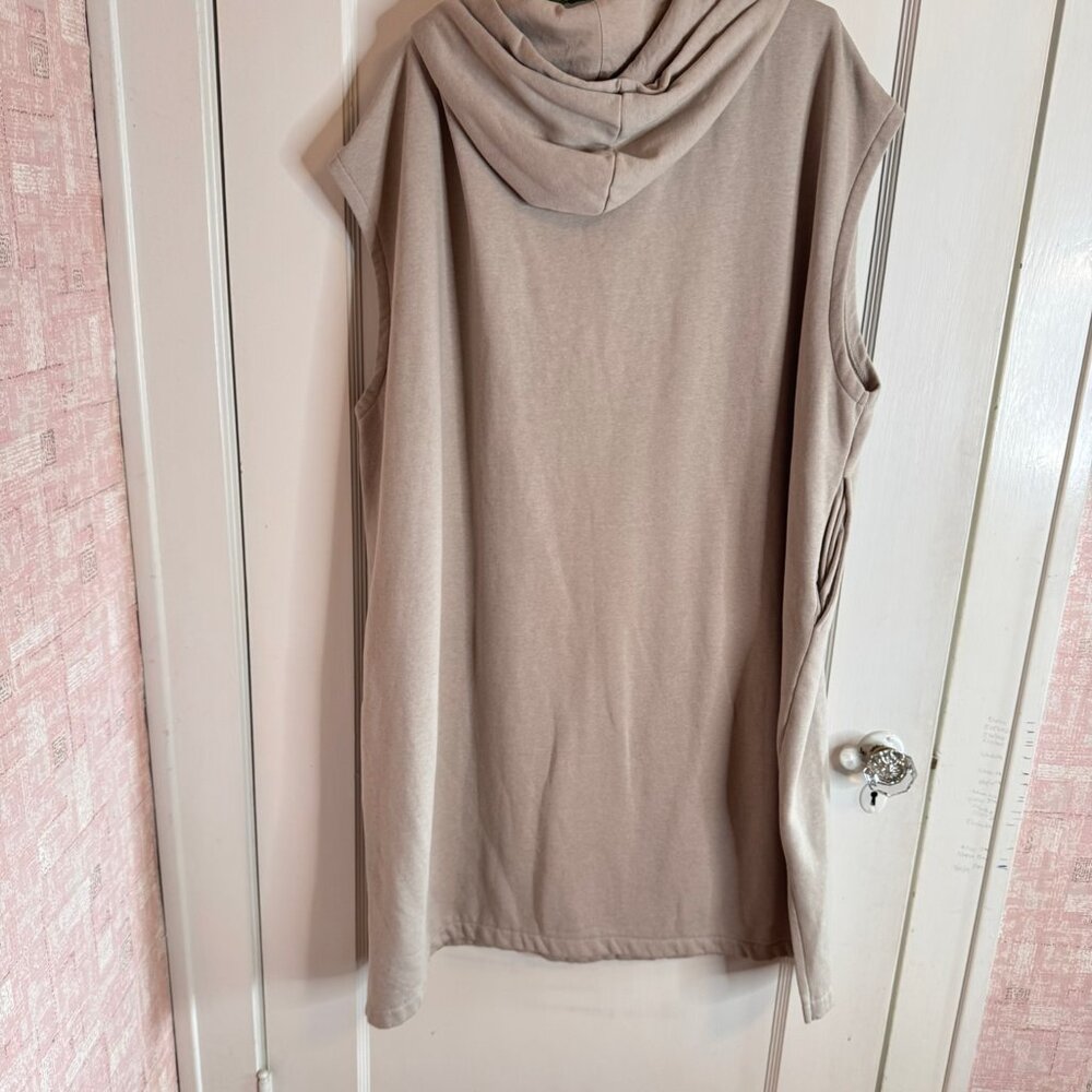 H&M Beige Oversized Hooded Sleeveless Long Sweatshirt Knit Dress sz XL - Picture 3 of 8